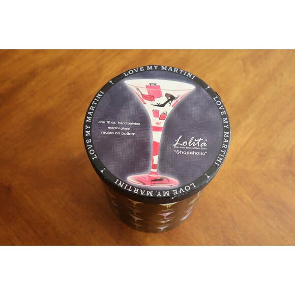 Lolita Love My Martini Shopaholic Glass 10oz Hand Painted Purse Heels Bag w/ Box - Picture 9 of 10
